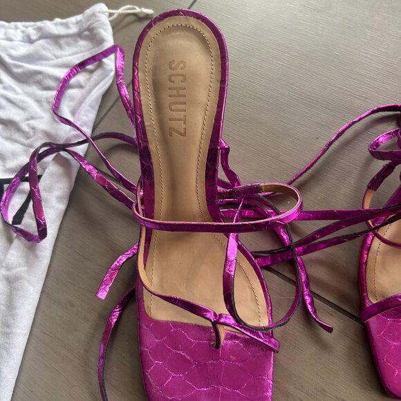 SCHUTZ Lily Metallic Leather Sandal (US 8.5) - Picture 6 of 8